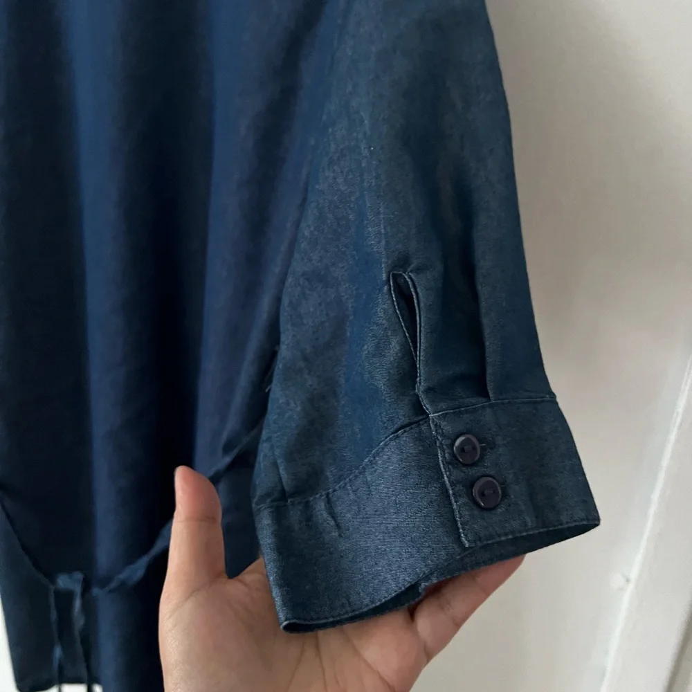 imPRESS Indigo Cotton Pleated Shirt - Picture 7 of 11